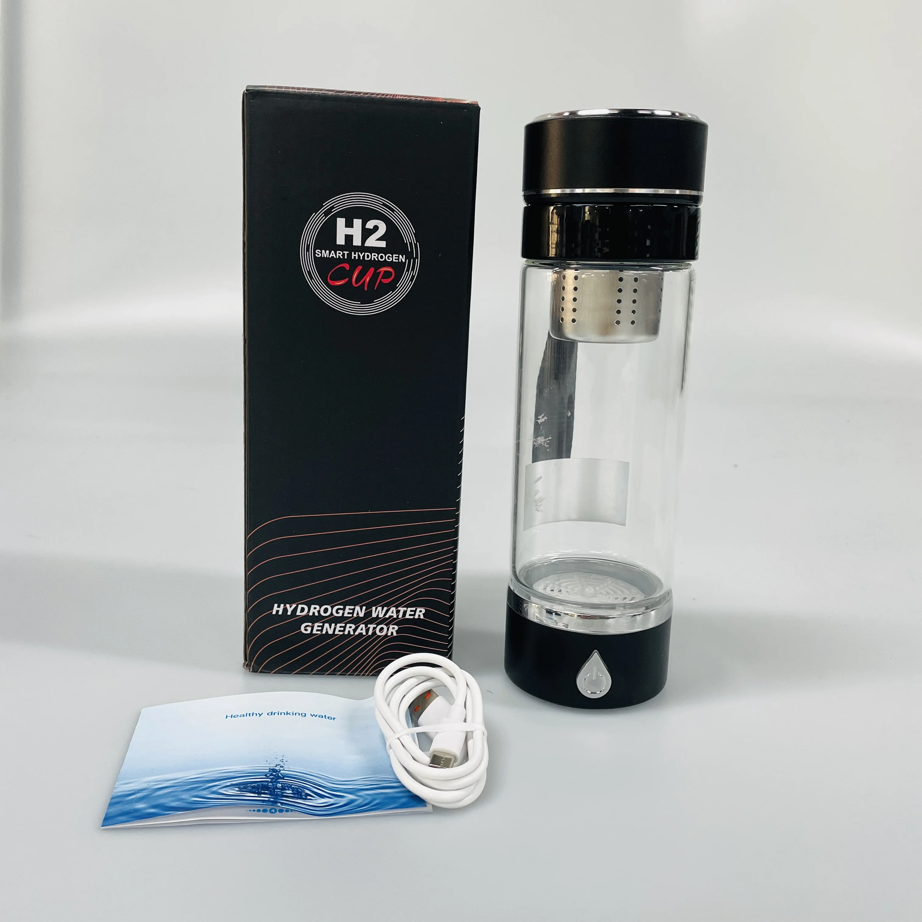 Portable Hydrogen Water Generator Bottle with SPE and PEM Technology, 420ML Rechargeable Hydrogen Water Ionizer Machine