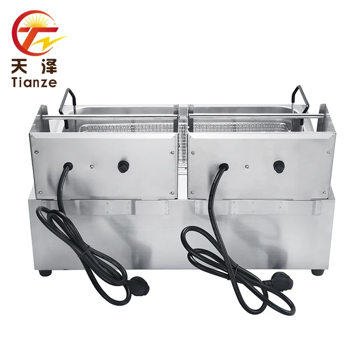 Luxury Commercial Double Oil Tank Deep Fryer 6L+6L Big Capacity for Restaurant New Condition for Food Trailer with round Corner