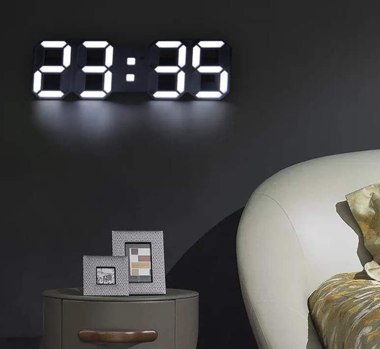 3D светодиодные настольные лампы Настенные часы с цифровым таймером ночная будильник для склада офиса гостиной 12/24 часа в сутки регулировка