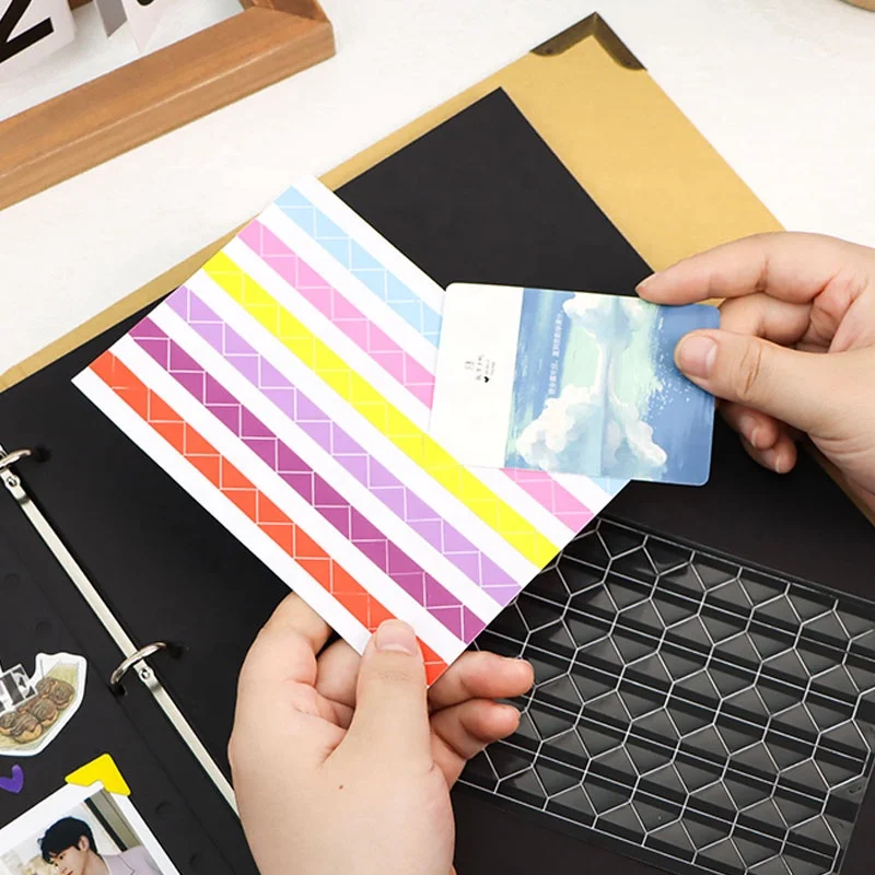 Colorful colors 360 count self-adhesive pvc transparent photo corners for scrapbooking mounting on mat boards diy