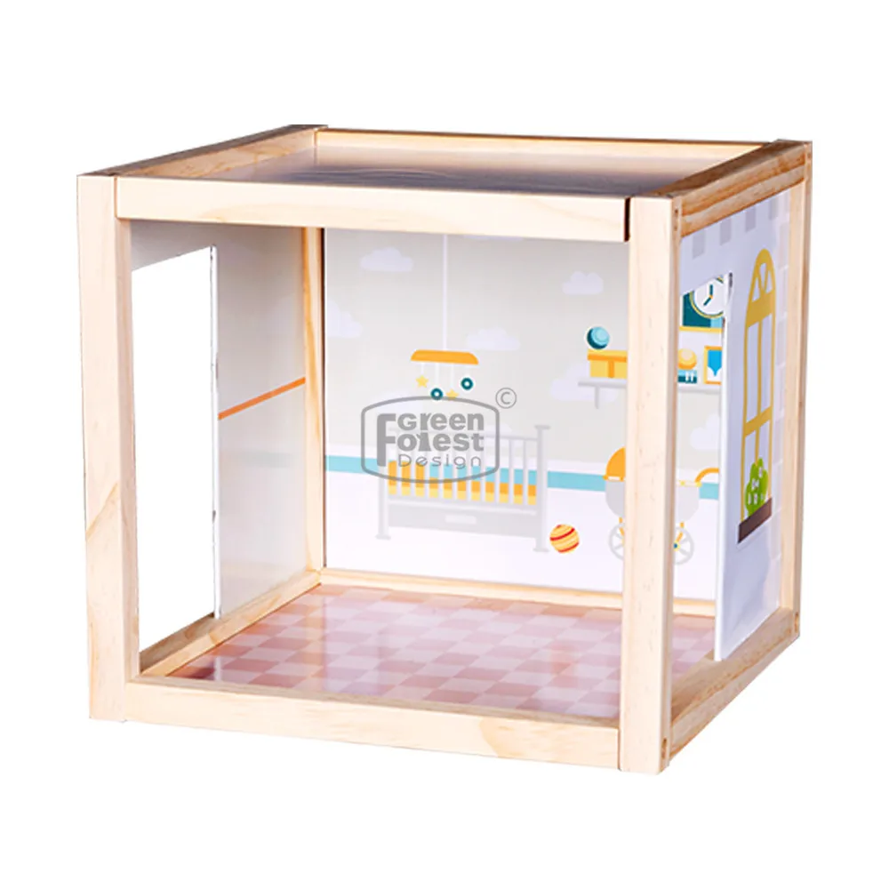 Горячая Распродажа дети играют в 2 слоя, деревянные сборные дома, игрушка