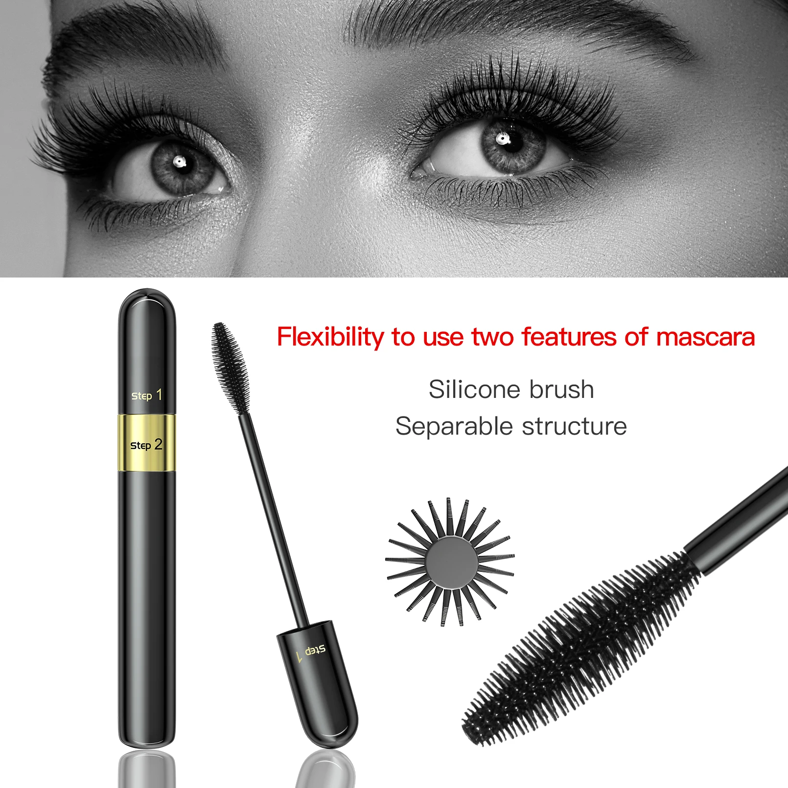 OEM Eyelash Growth Thick Extension Mascara Makeup Tool Mascara 4D Fiber Curling Eyelashes Waterproof Vegan Matte Mascara