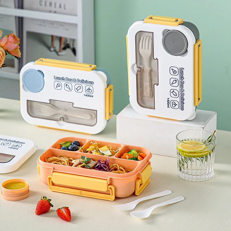 Новый 2024 пластиковый Ланч-бокс с четырьмя отделениями