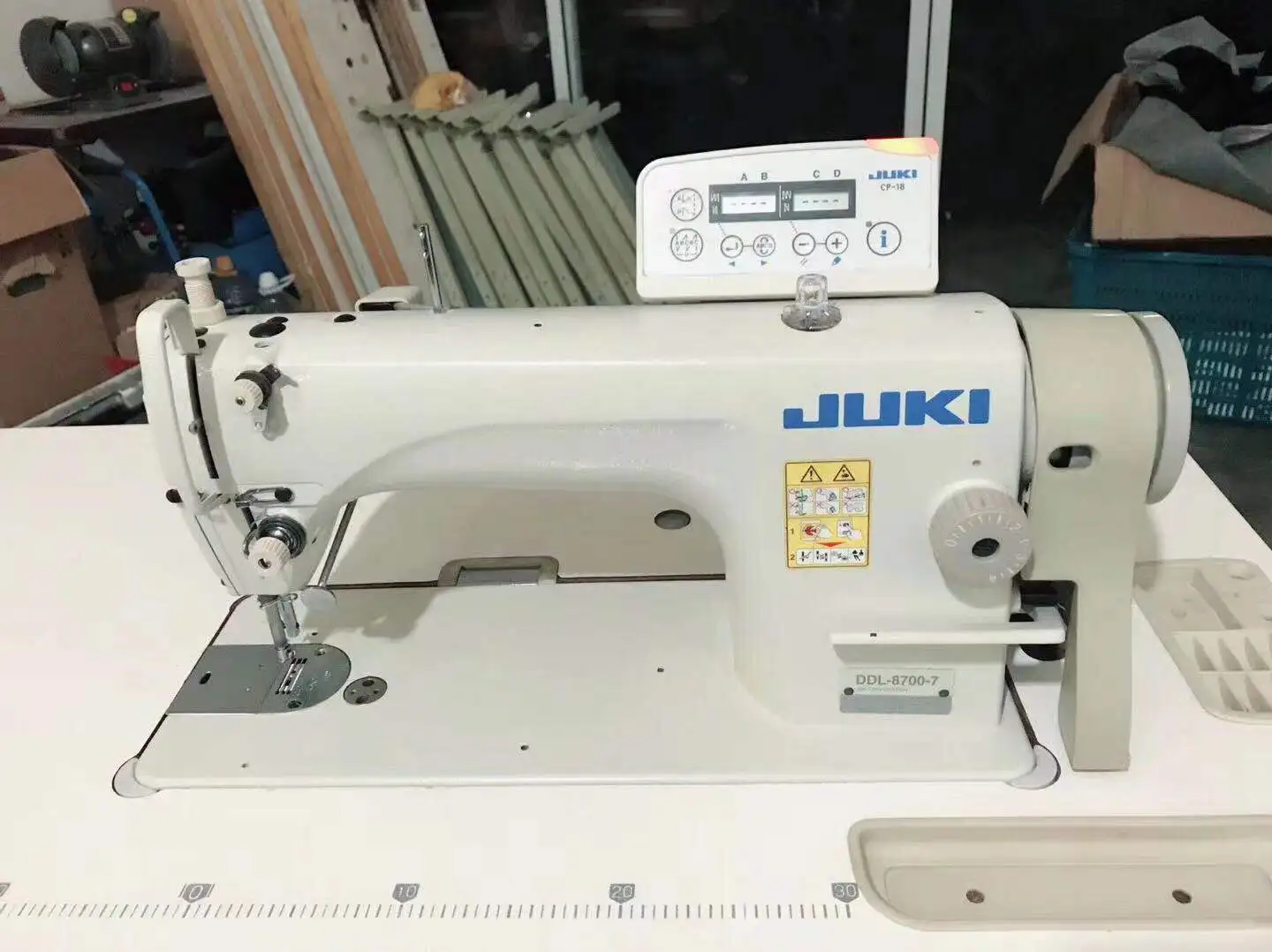 JU KI DDL-8700-7 Industrial Lockstitch Sewing Machine with Table and Stand