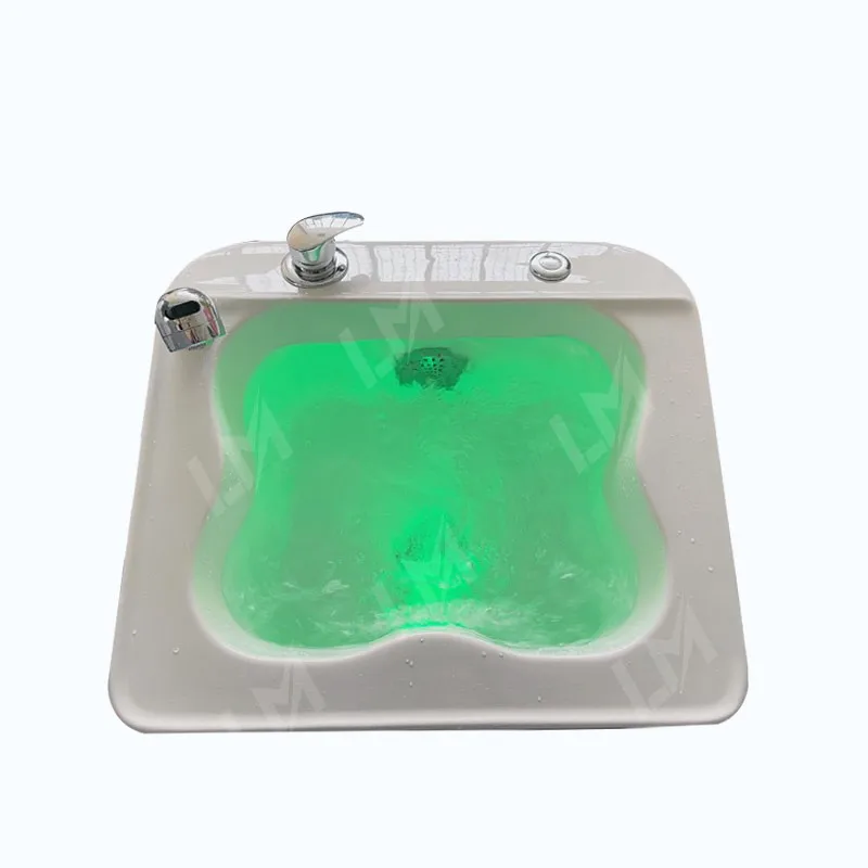 2025 Portable Indoor Acrylic Pedicure Basin with Massage Nozzles Detox Healthy Massage Foot Bath Salon Foot Therapy Bowl