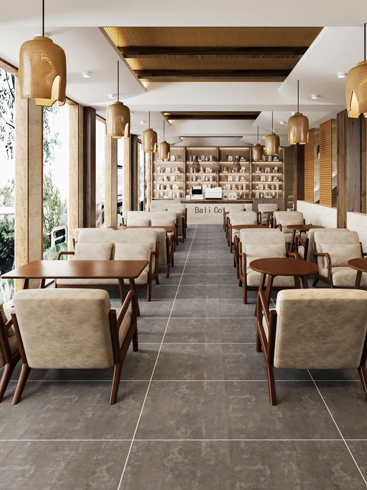 Leisure Hotel New Design Light Luxury Restaurant Coffee Shop Table and Chairs Sets Round Cafe Furniture