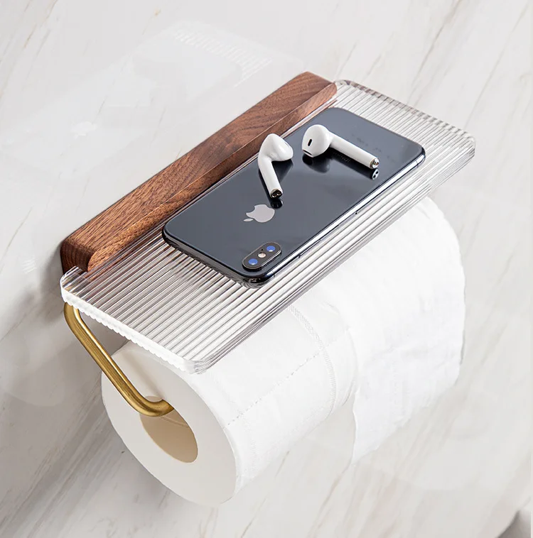 Toilet paper towel holder Toilet roll holder wall-mounted perforation-free toilet paper box Acrylic paper holder double