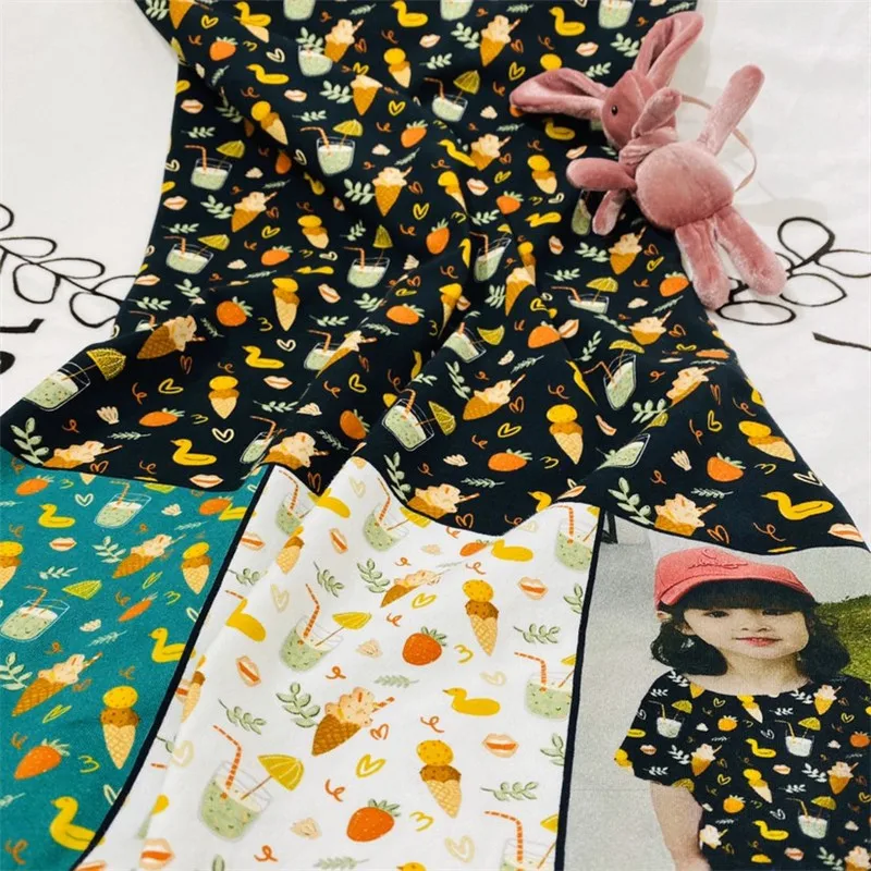 Custom design 95%cotton 5%spandex 220 gsm printed cotton lycra