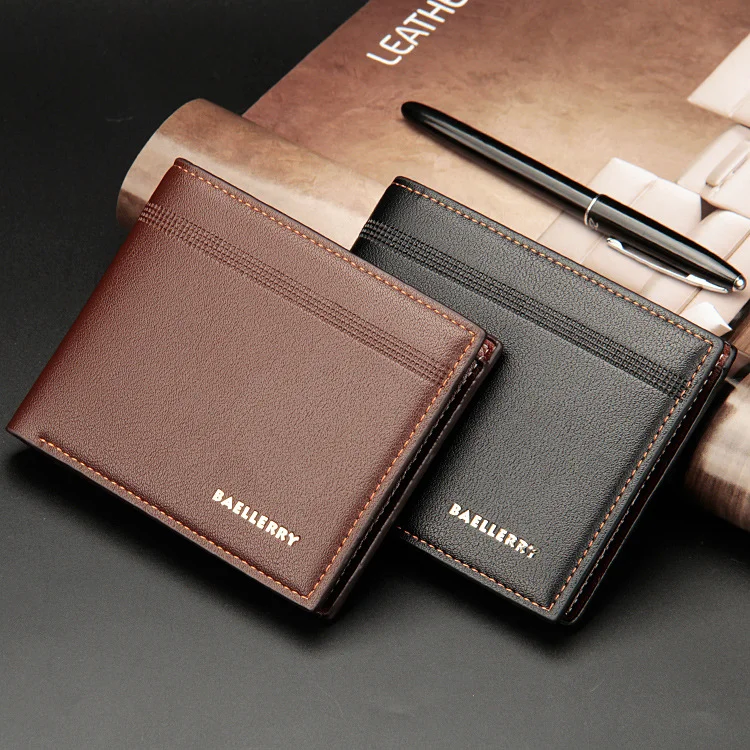 New European Style Short Litchi Leather Wallet Men Business Card Holder Multi Card Luxury Wallet Money Bag