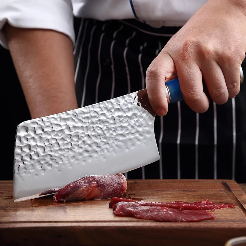 High Quality 7inch Stainless Steel Chinese Cleaver Butcher Knife With Resin Wood Handle