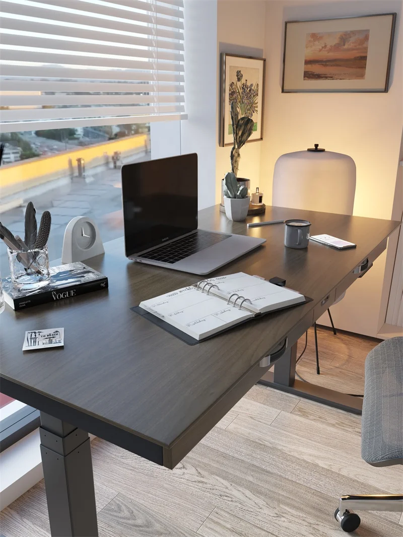 Luxury boss Electrical Height Adjustable Computer Sit Standing Office Desk Customized Workstation Wooden Style ergonomic tables