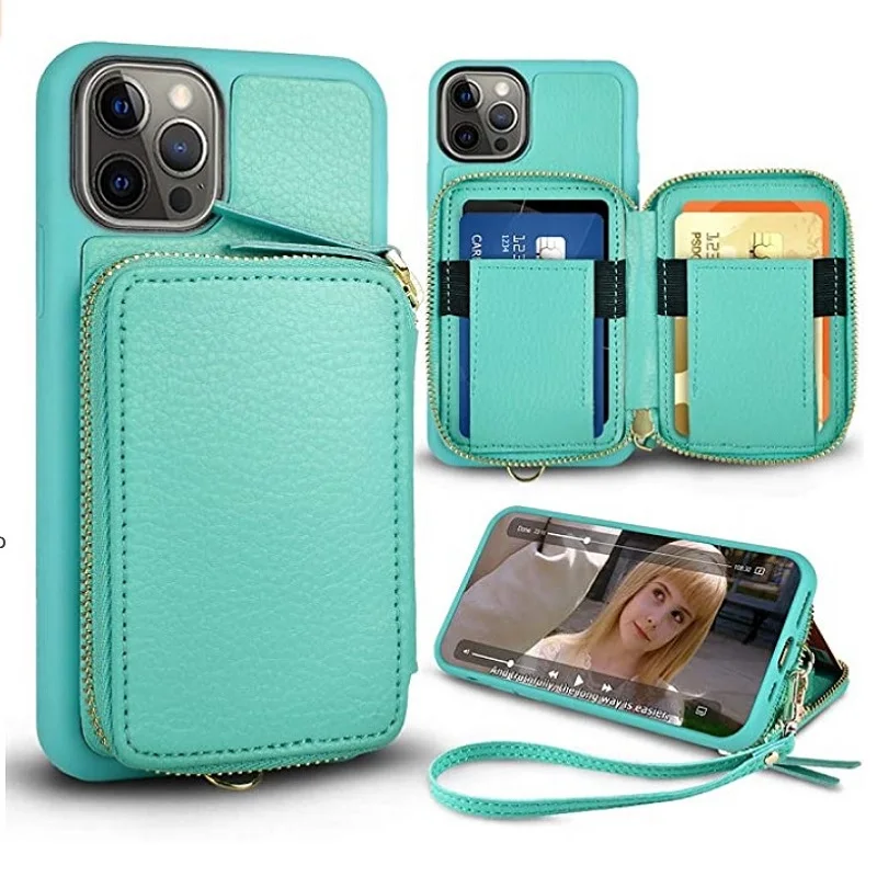 2021 Wholesale PU Leather Fashionable RFID  Ladies Women Phone Wallet Case For Iphone 12