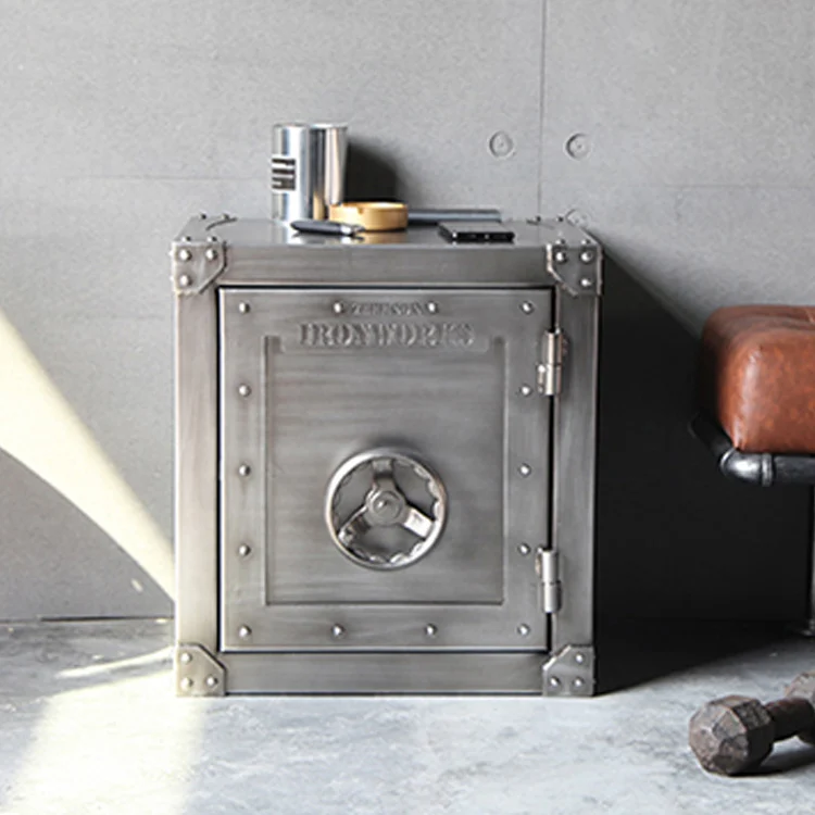 Industrial End Side Table with Storage Shelf  Easy Assembly Metal Look Accent Furniture with Iron Frame