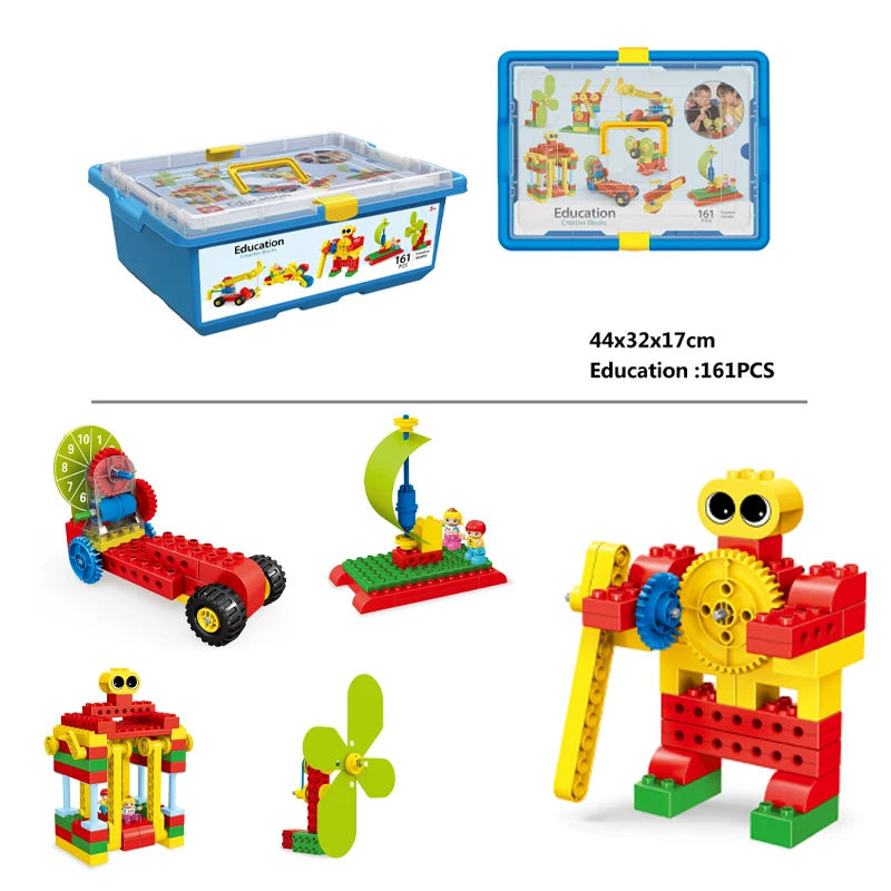 Kids STEM Education 161PCS DIY Gear Blocks Bricks Kit STEM Novelty Robot Construction Model Building Toys Set For Wholesale