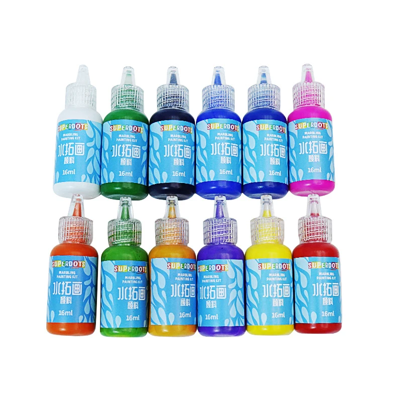 Non-Toxic DIY Drawing Painting 12 Colors 16ml Pigment For Kids Adults And Children in Water Marbling Paint Kit
