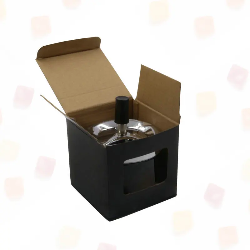 Safely Smokeless Push Down Automatic Lid Round Closed Windproof Metal Ash Tray  for Loading Ash or Butts with Display Box