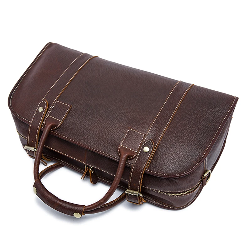 High Quality   Full Custom Vintage Genuine Leather Waterproof Trolley Travel  Duffel  Overnight Bag