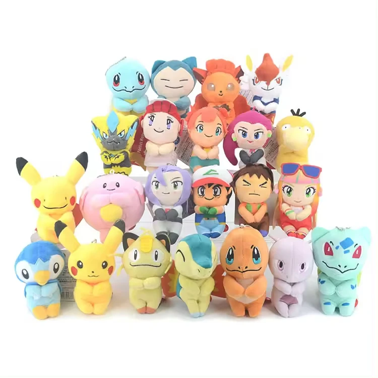 Wholesale Pokemoned KeyChain Ash Ketchum Plush Kids For Gift 4 Inch Pikachued KeyChain