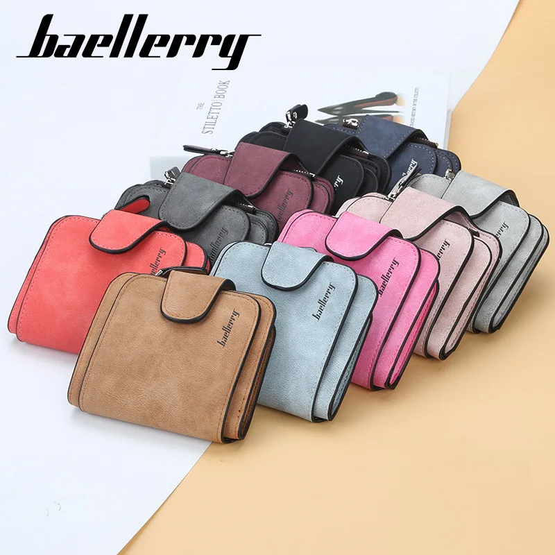 Matte PU leather hand purse baellerry women short section wallet with cards slot coin pocket,lady fashion purse