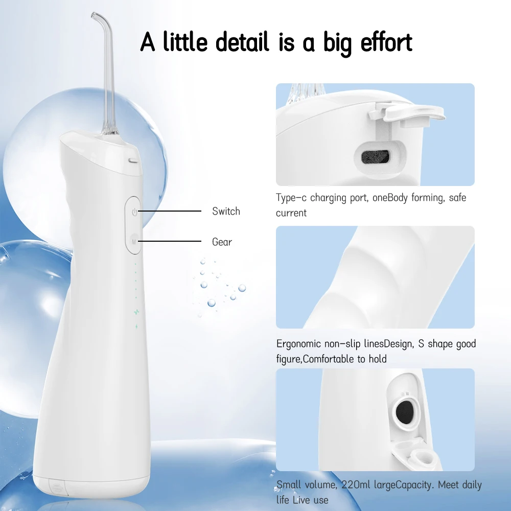 Dental tooth cleaner usb wireless oral irrigation 6 cleaning modes water flosser
