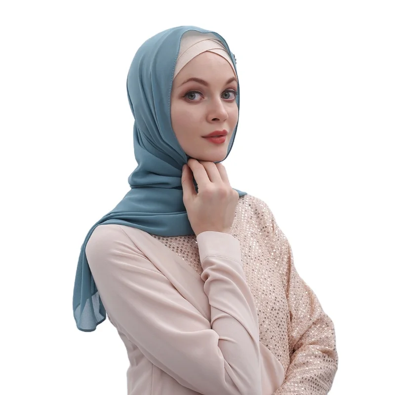 Dubai turban Islamic muslim hijab accessories satin microfiber rayon crinkle scarf women hijab caps