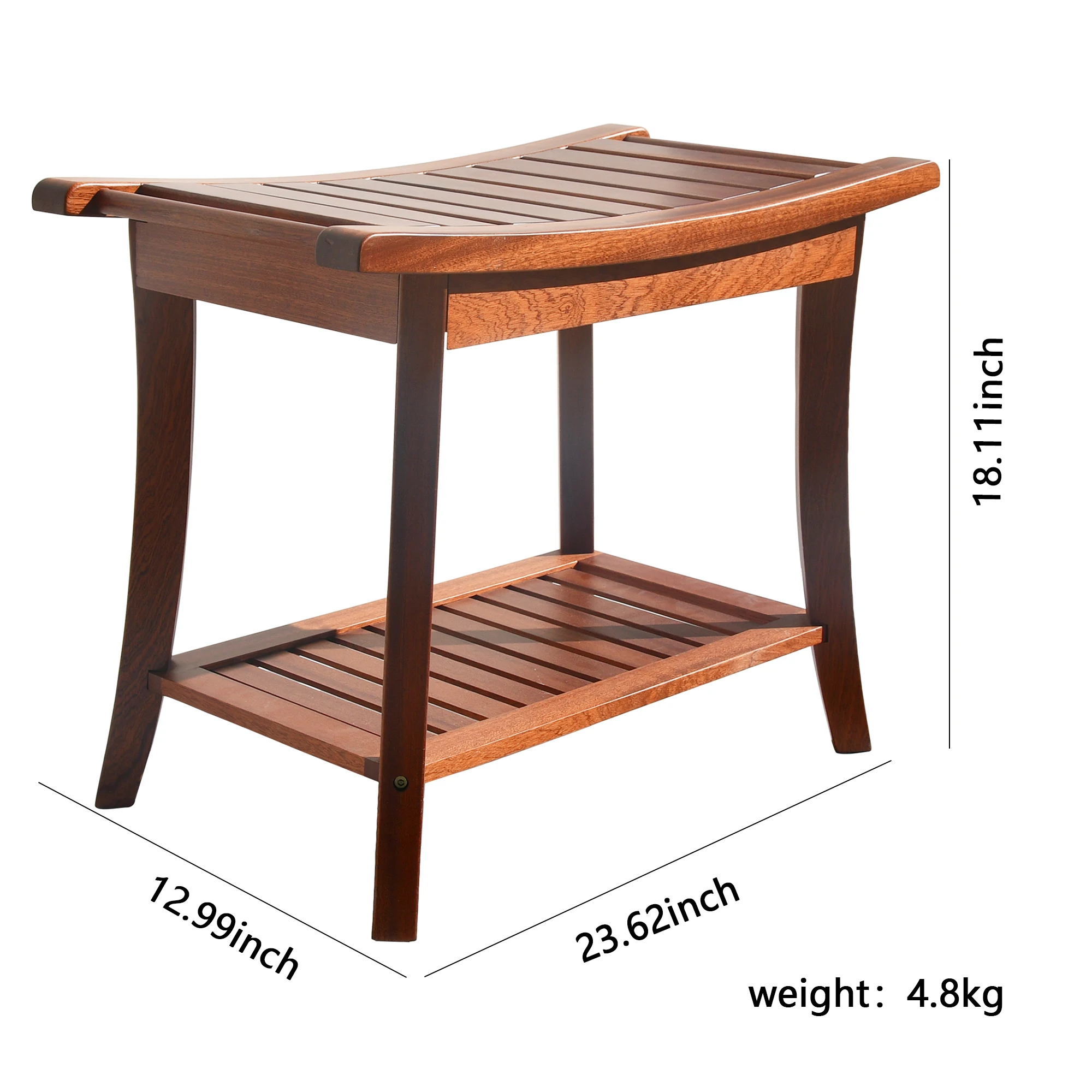 Wood Shower Bench Seat Stool Foot Rest Shaving Stool Storage Shelf Perfect For Indoor Or Outdoor