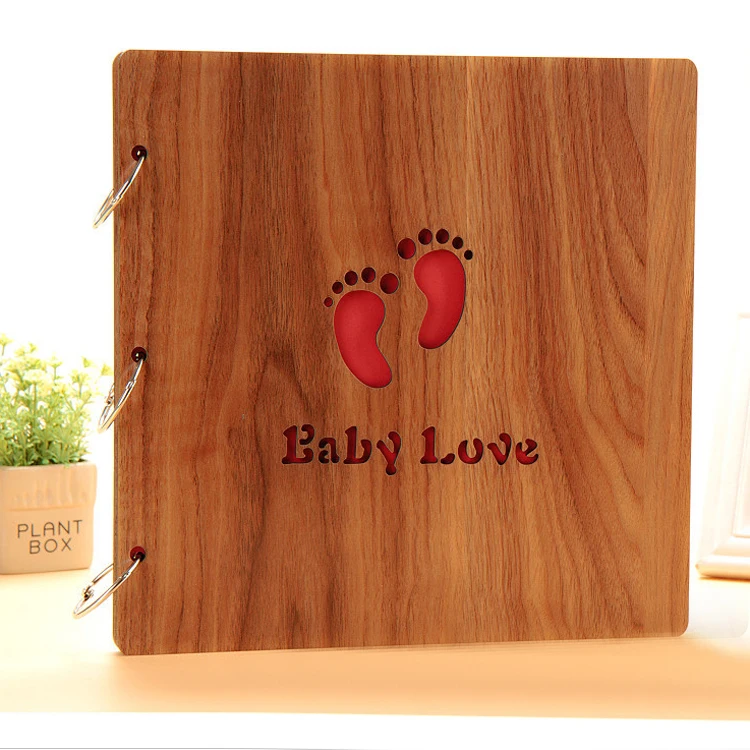 29*29cm Wood Craft Photo Album Square Scrapbook Make Wooden Photo Album Sexy Wood Carved Photo Album with 60 Pages
