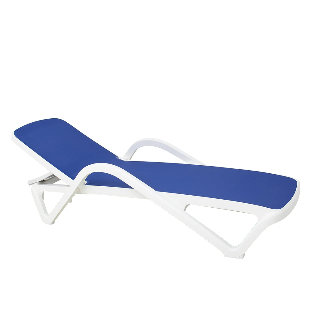 Adjustable Weatherproof Plastic Beach Sunlounger Outdoor Sun Bed Lounger With Armrest