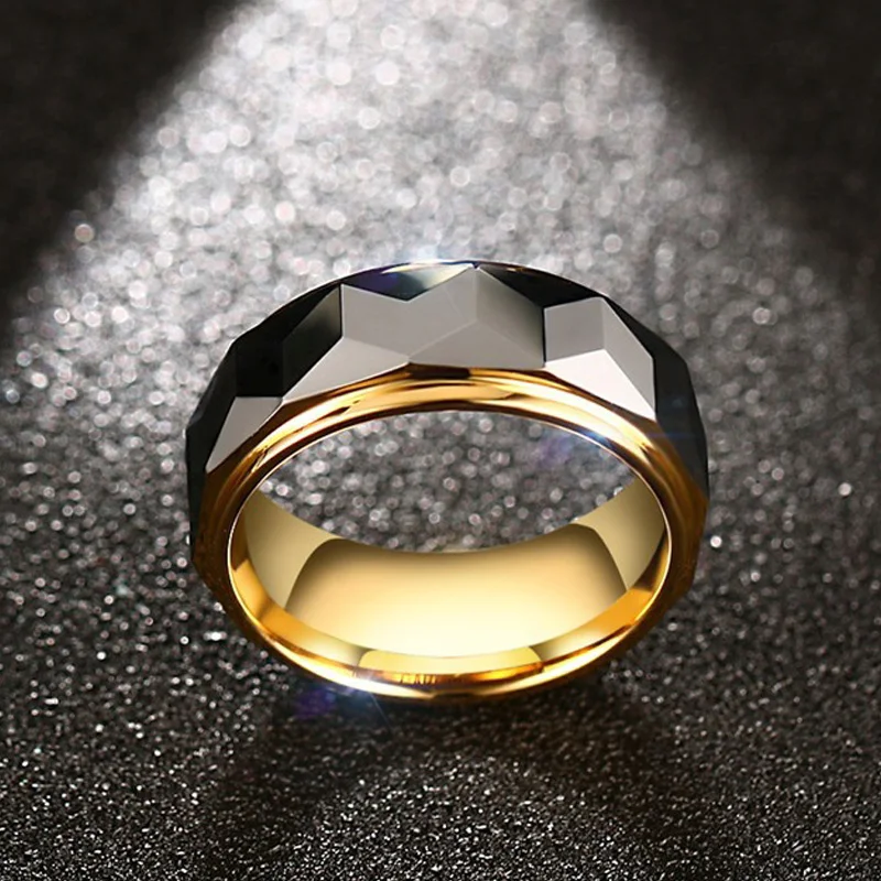 Роскошные ювелирные изделия anillos de oro para hombre золотые серебряные винтажные граненые карбидные вольфрамовые обручальные кольца для
