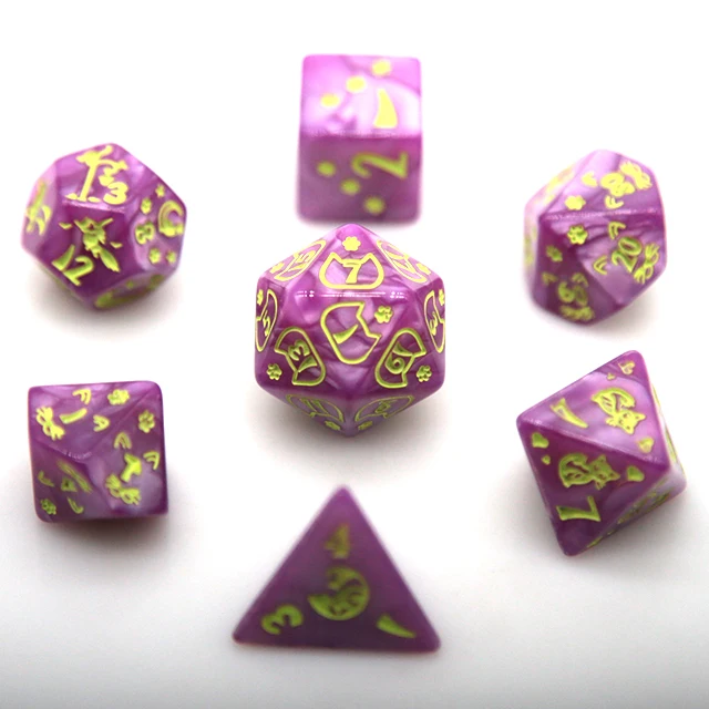 HS Acrylic Cats dice for  Polyhedral DND RPG Dungeons and Dragons games Acrylic Dice Set Pattern  Blue