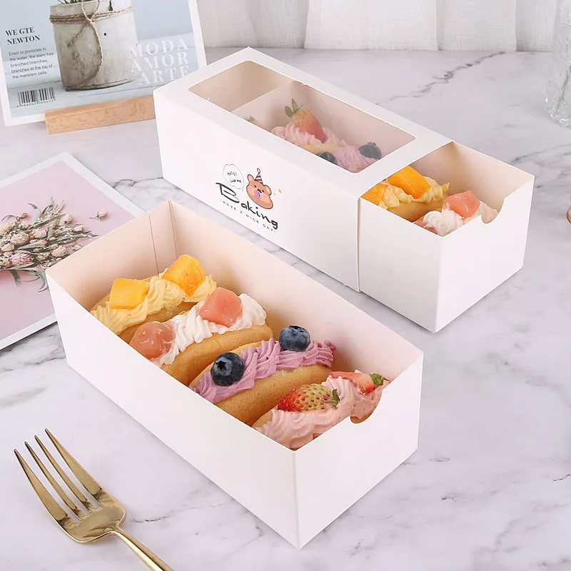 Wholesale Cookie Boxes with Clear Window for Donuts Dessert Pie Cake Packaging Box Food Packing Cupcake Boxes Carbonpaper White