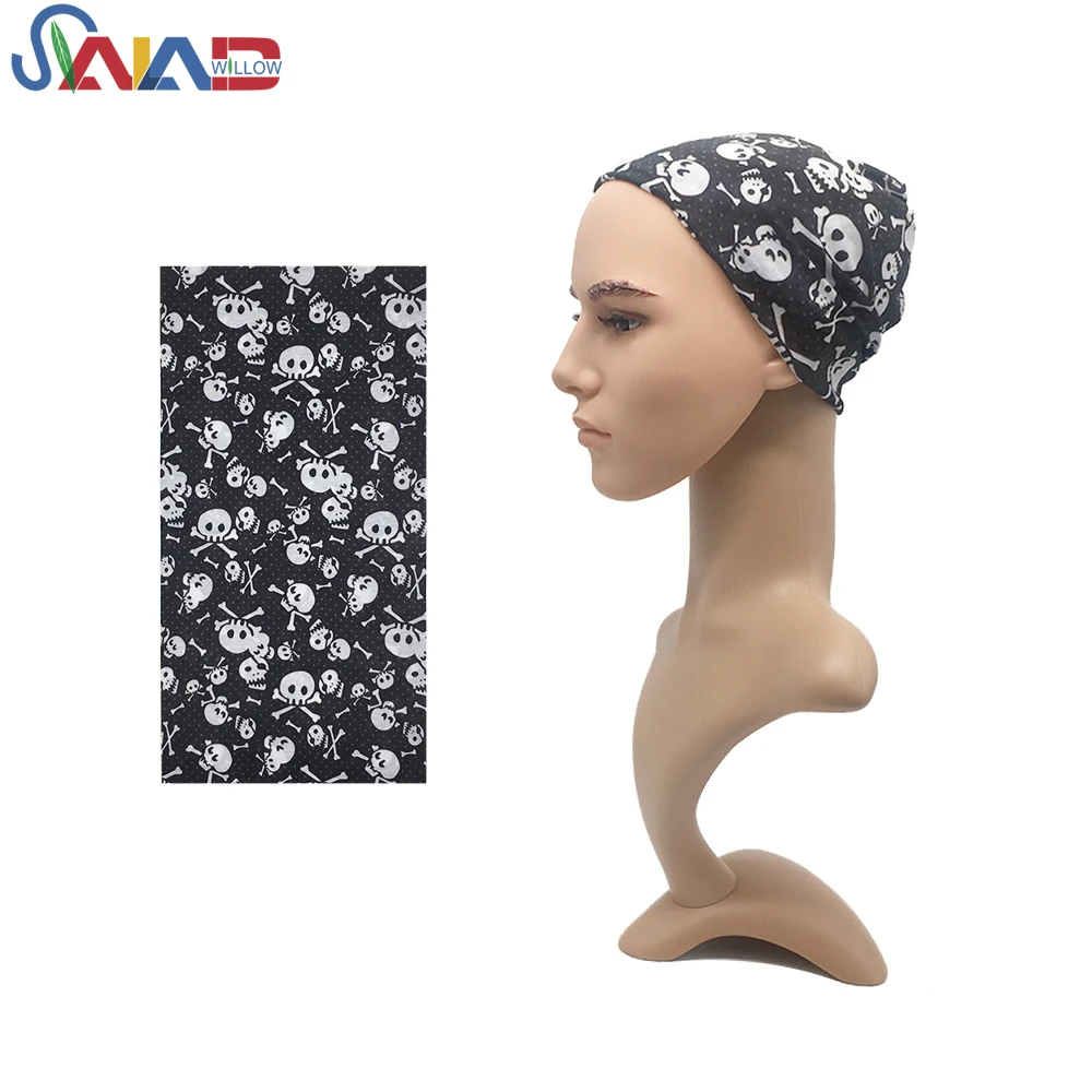 
High quality full skull printed seamless tubular headwear bandana multifunctional cheap elastic seamless bandana 
