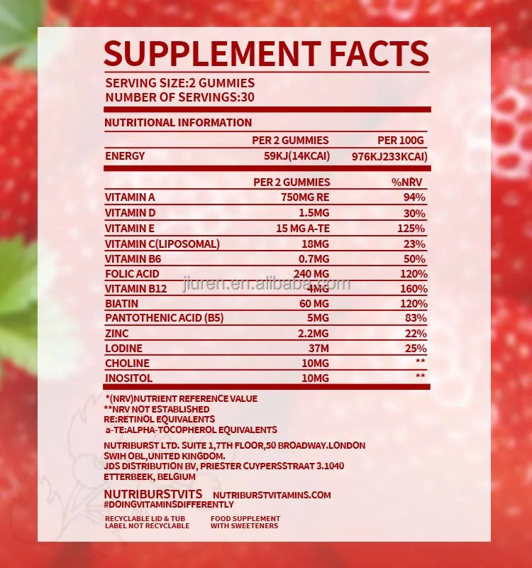Hot Selling Wholesale Vitamin Gummies Vitamin 10000mcg Nutritional Supplement Gummies