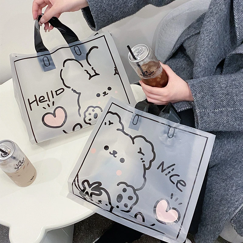 Wholesale Clothing Stores Transparent Tote Bags Plastic Clothes Shopping Gifts Packing Bags