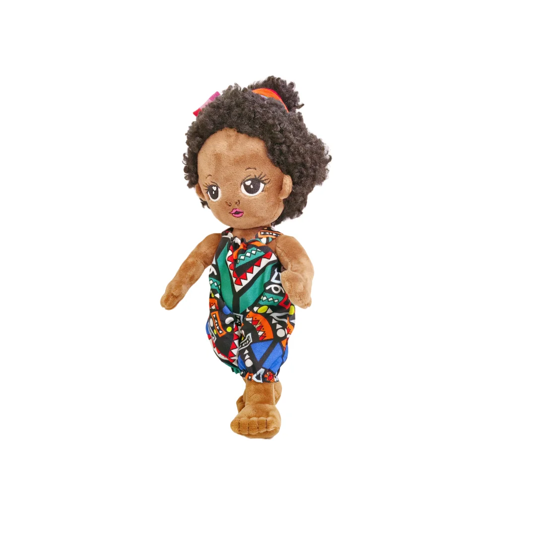 Custom Plush Doll Soft Black African American Dress Up Cute Cloth Rag Doll