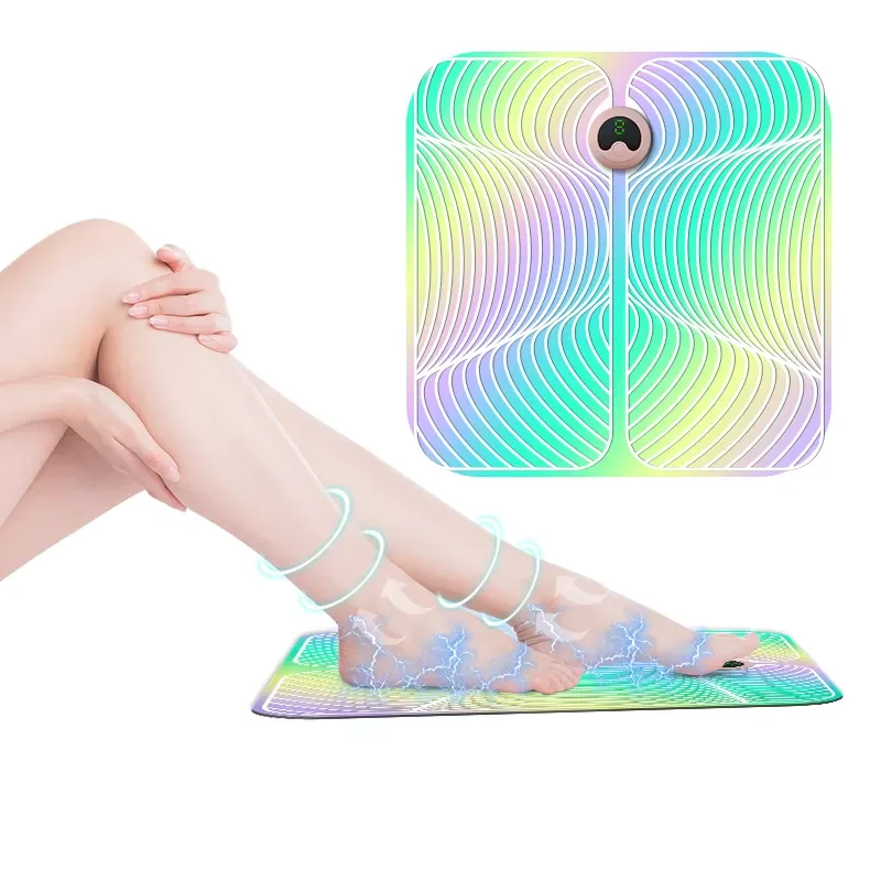 2024  Foldable Tens Vibrating Electric Foot Massage Machine Circulation Muscle Stimulator Shiatsu Mat Ems Foot Massager Pad