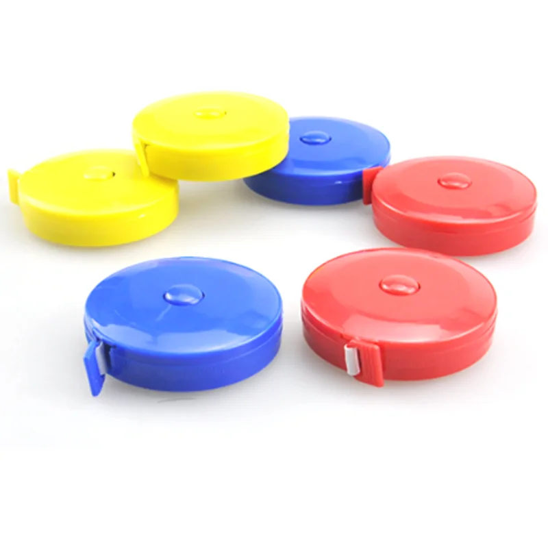 mini round transparent plastic body measure tape with key ring 1.5 meter fiber tape measure
