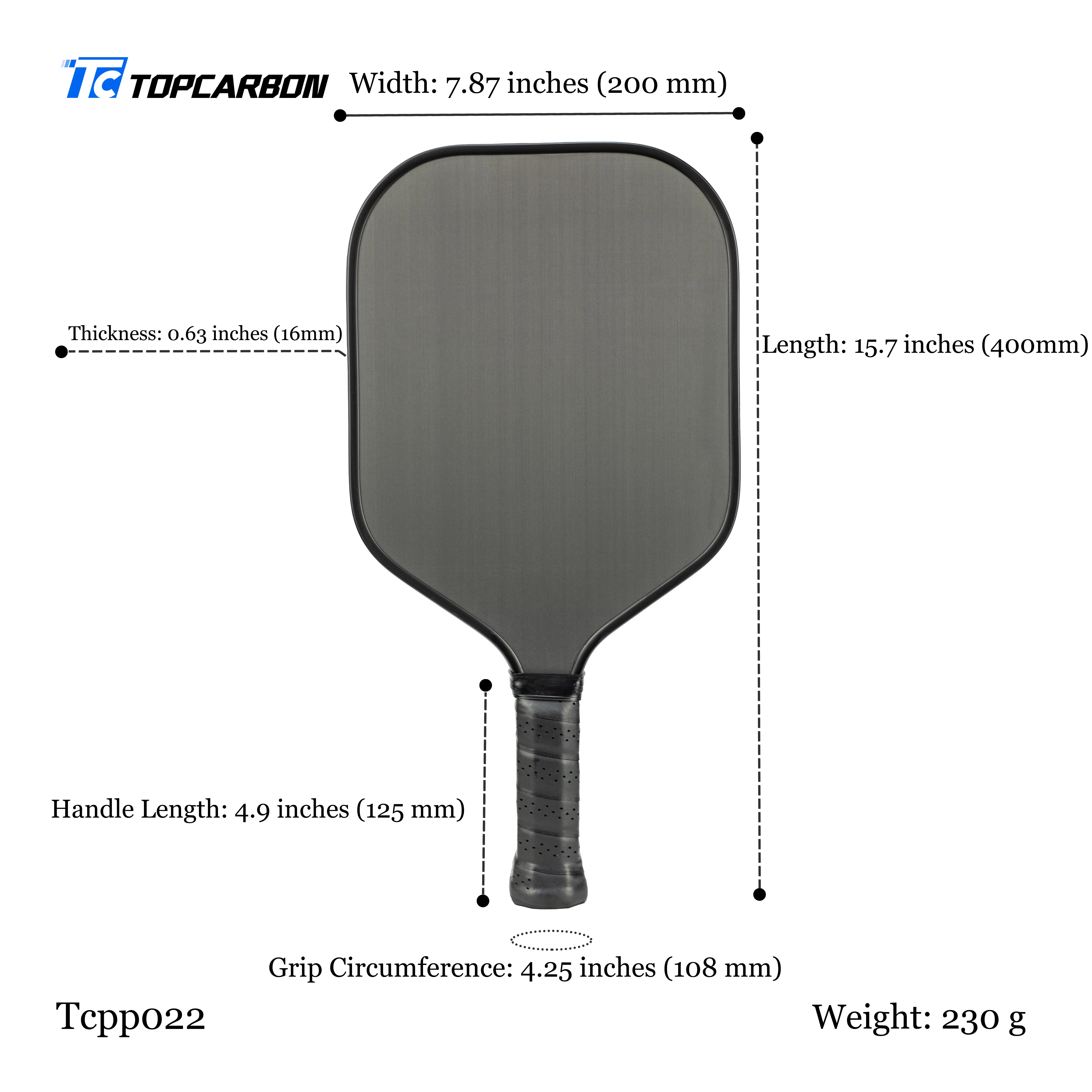 Polypropylene Honeycomb Core 13mm 16mm Carbon Fiber T700 Face Square Profile Pickleball Paddle