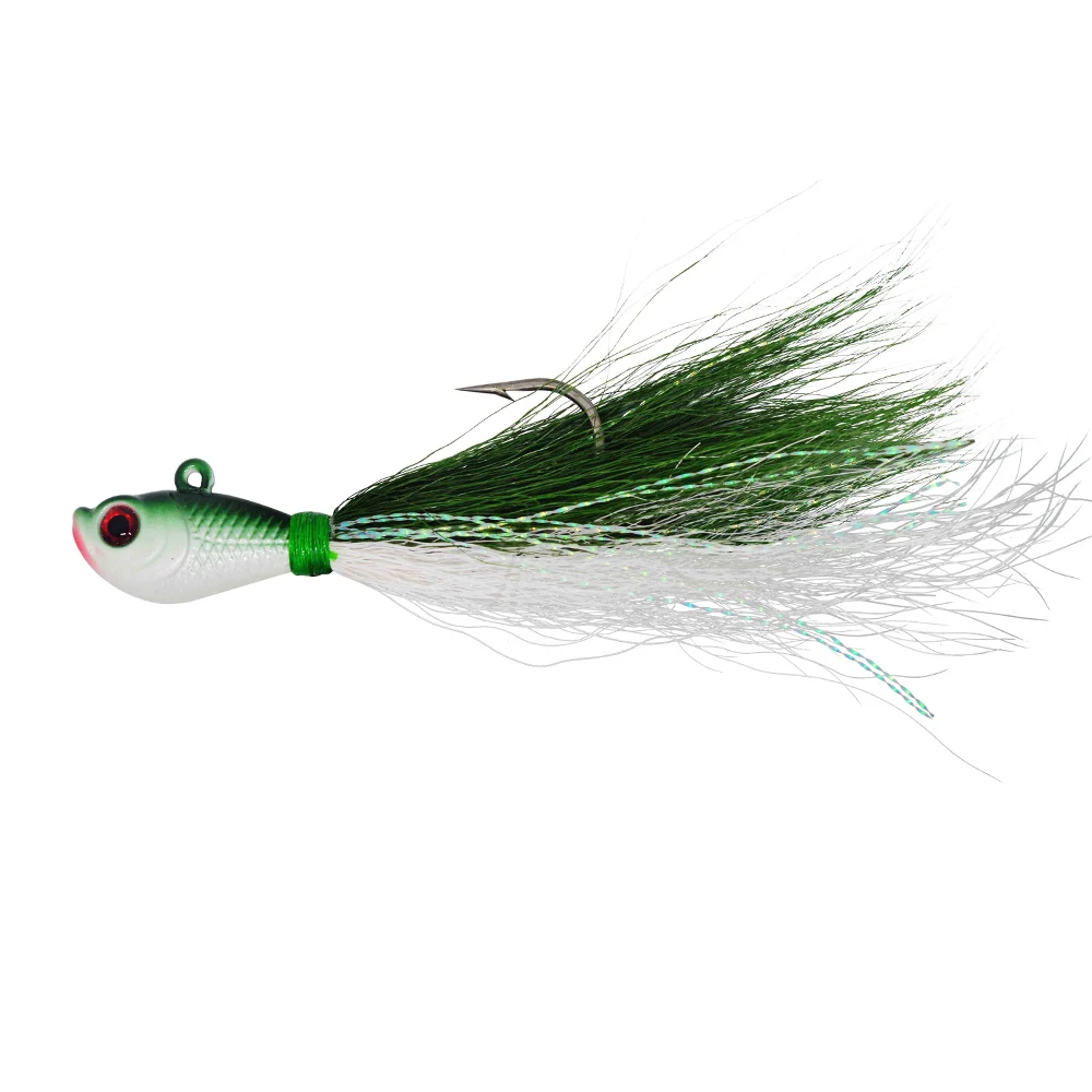 1oz Bucktail Jig Fishing Jig Saltwater Fluke Fish Teasers Bucktail Fishing With Single Hook