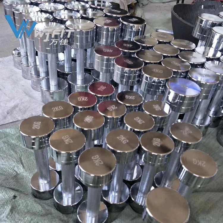 High Quality Stainless Steel Dumbbell Set Chrome Dumbbells KG Free Weights Dumbbell For Gym