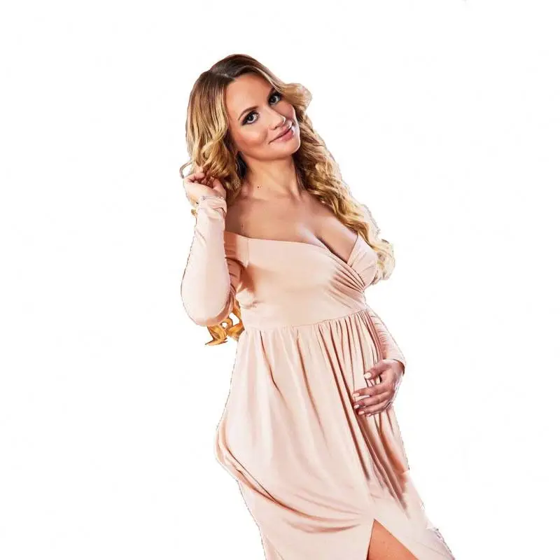 2021 USA Maternity Dress For Photo Shoot V-neck Pregnant Women Photography Dress Baby Shower Party Long Pregnancy Free Shipping