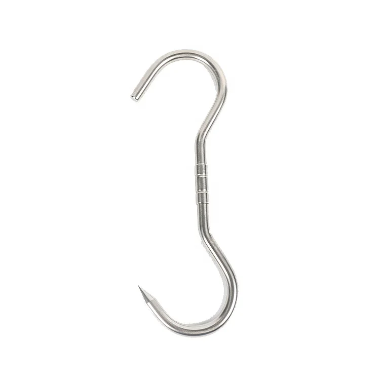 M12 * 270mm 304 Stainless Steel Batcher Meat Hanging Swivel Single Hook Slaughter House Meat Hanging S Hook