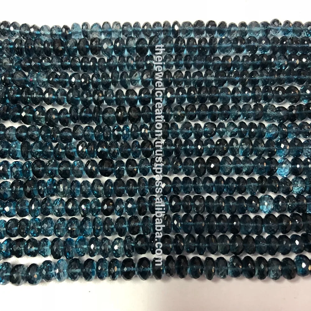 5mm Natural London Blue Topaz Stone Faceted Rondelle Gemstone Loose Beads Strand String From Bulk Supplier at Wholesale Price