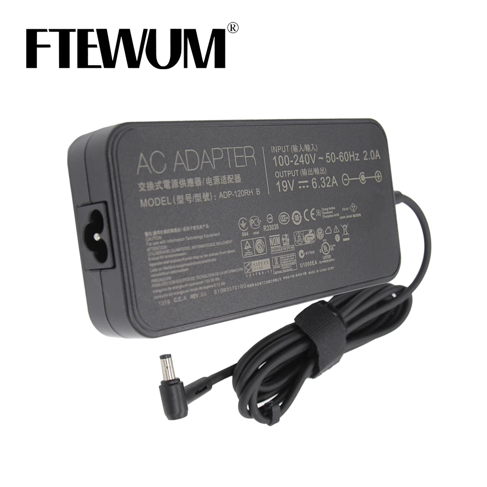 FTEWUM 19V 6.32A 5.5*2.5mm 120W Laptop Adapter AC Power For toshiba Satellite For Asus PA-1121-28 N750 N500 N53S G50 N55 Charger