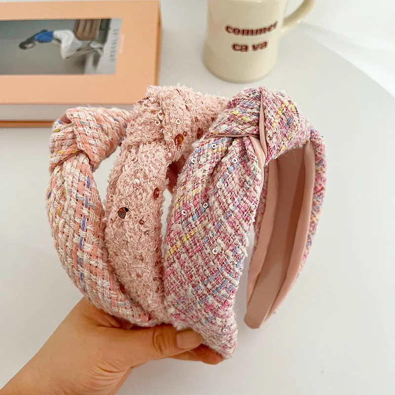 Pink Woolen Knot Classic Hair Accessories Fashion Retro Korean Headband Girl Hair Accessories