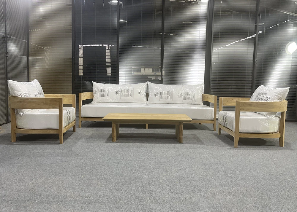 Factory Custom Modern Patio Natural Teak Outdoor Sofa Luxury Teak Wood Furniture Indonesia for Garden Hotel