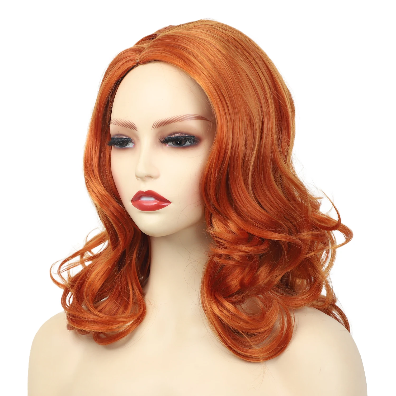 Wholesale Price Orange Colors Short Hair Synthetic Hair Wigs Cosplay Party Curly Wig for Women