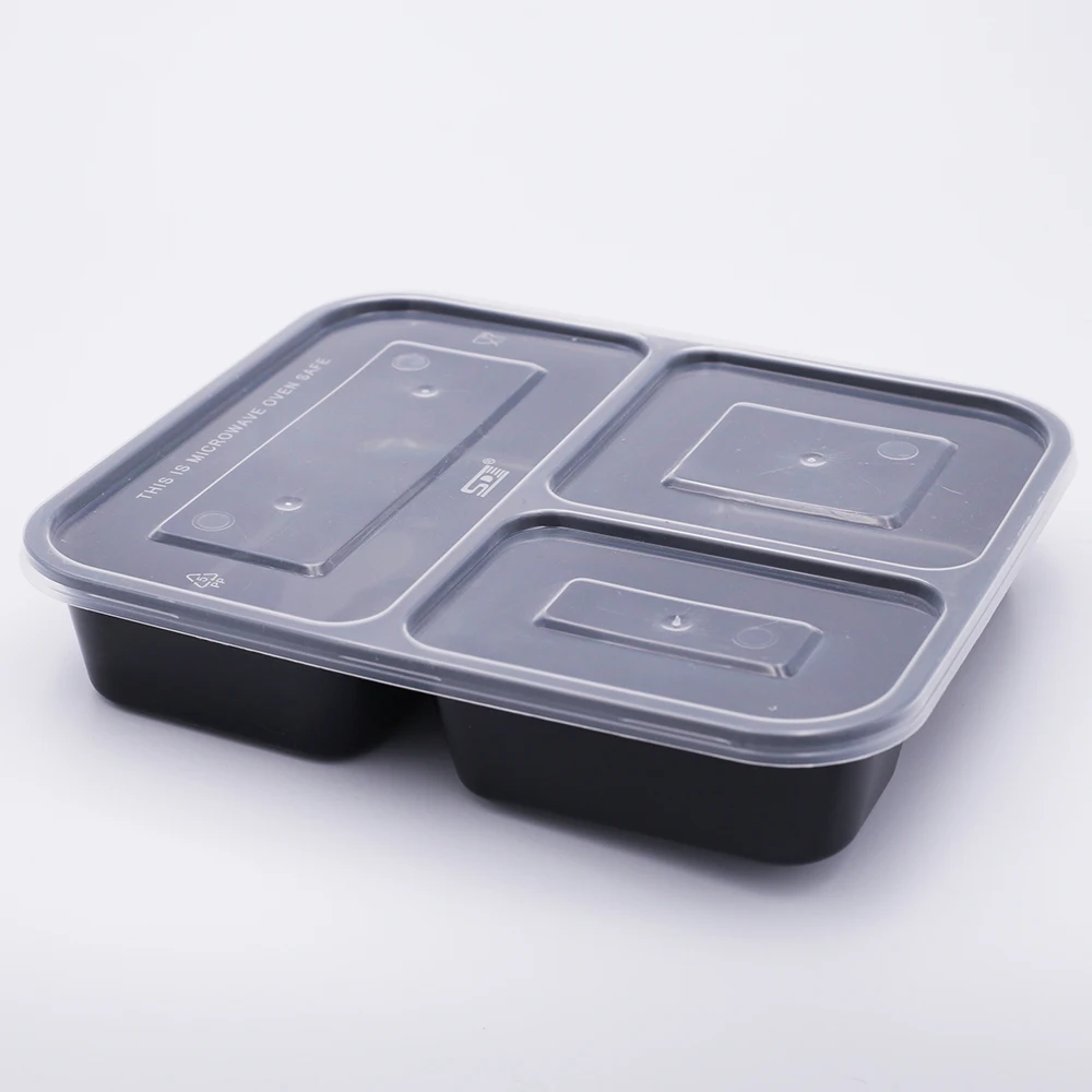 Clear plastic lunch box disposable food containers take away for microwave ovens with compartments