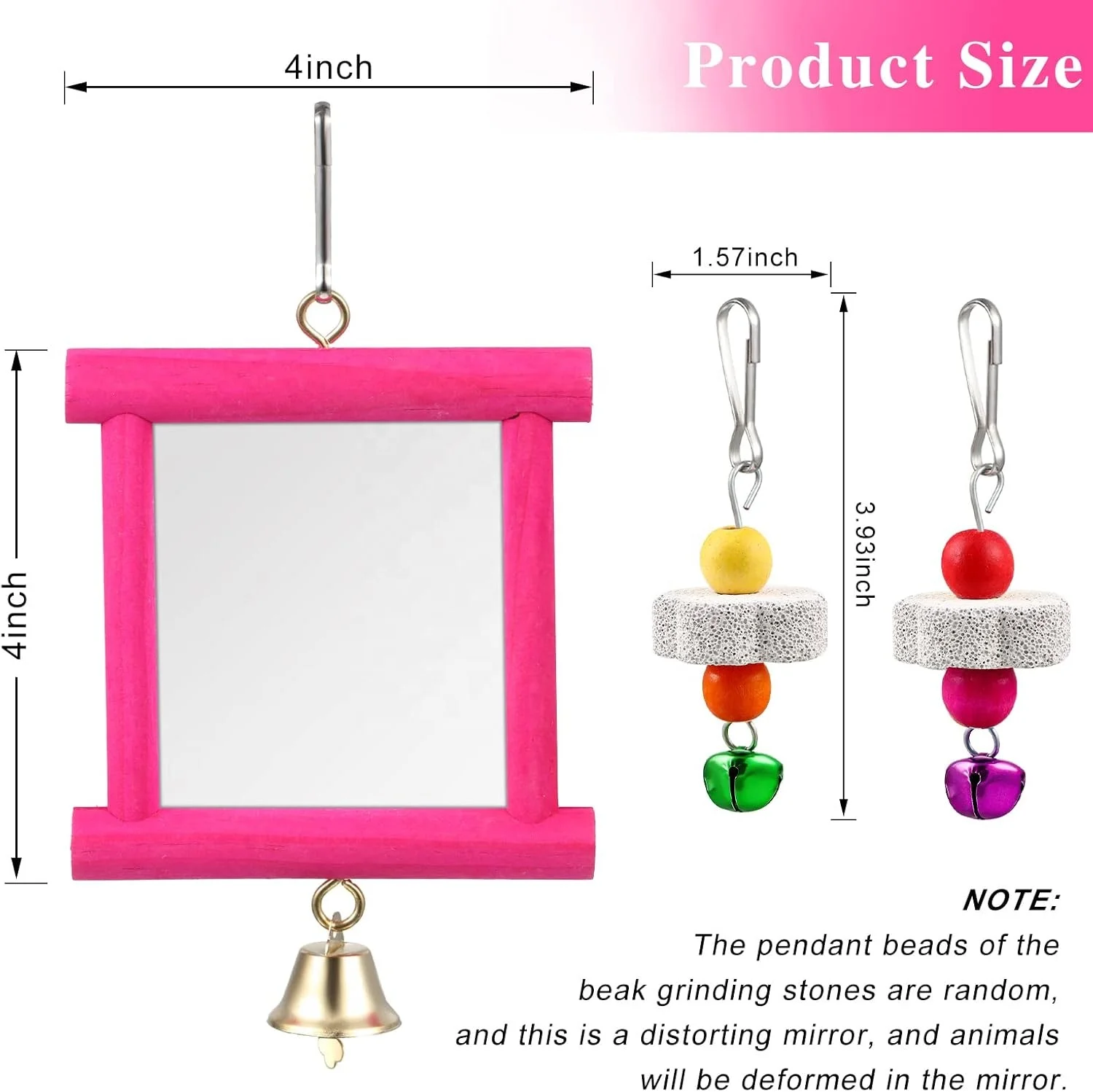 2 Pieces Chicken Coop Hanging Swing Mirrors Toy Beak Grinding Molar Stones  Toy For Hens Birds Parrots