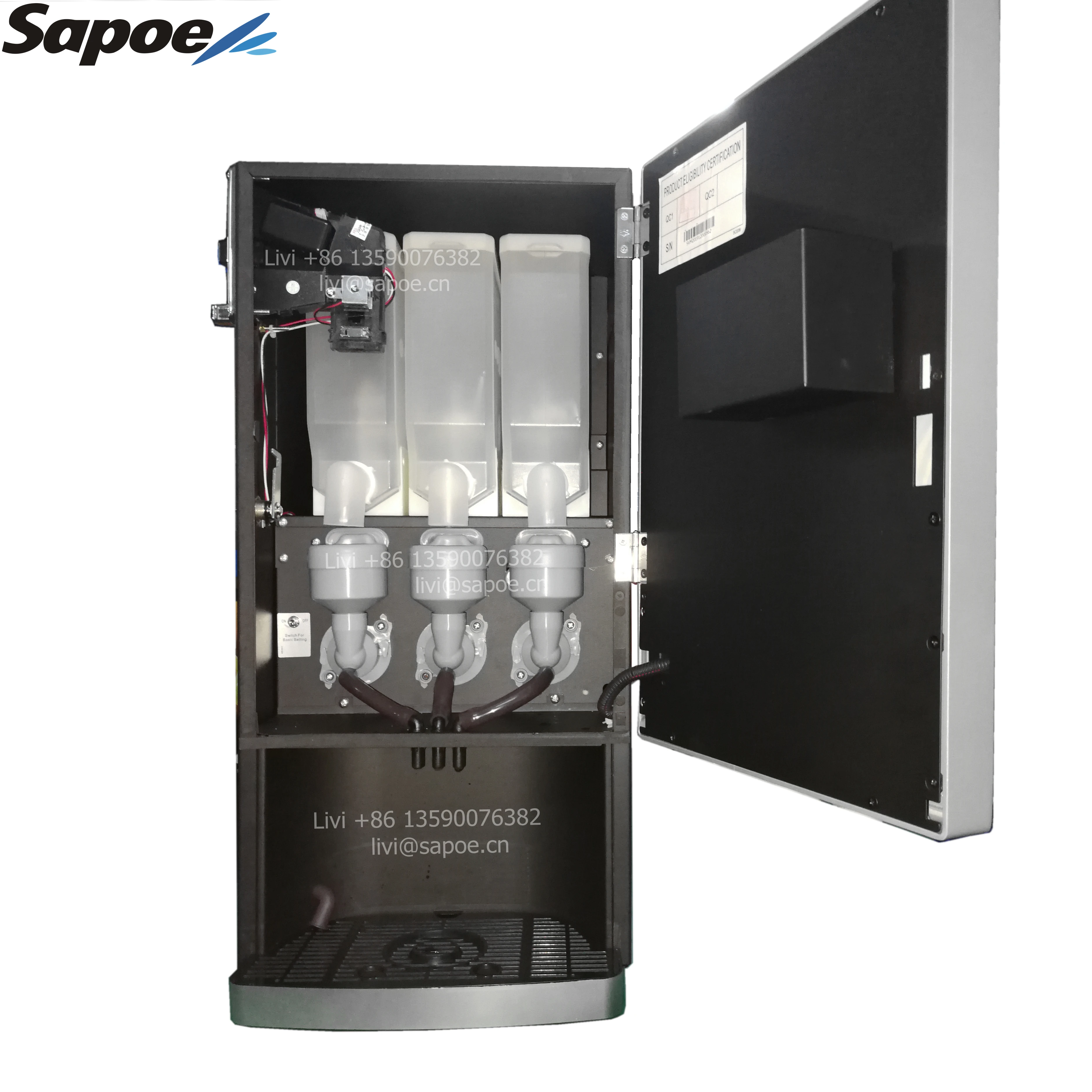 Juice, cold beverage dispenser token coins vending machine